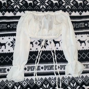 off the shoulder sheer top